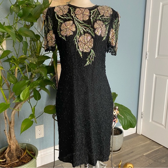 Scala Dresses & Skirts - Vintage Scala Beaded Floral Dress 6